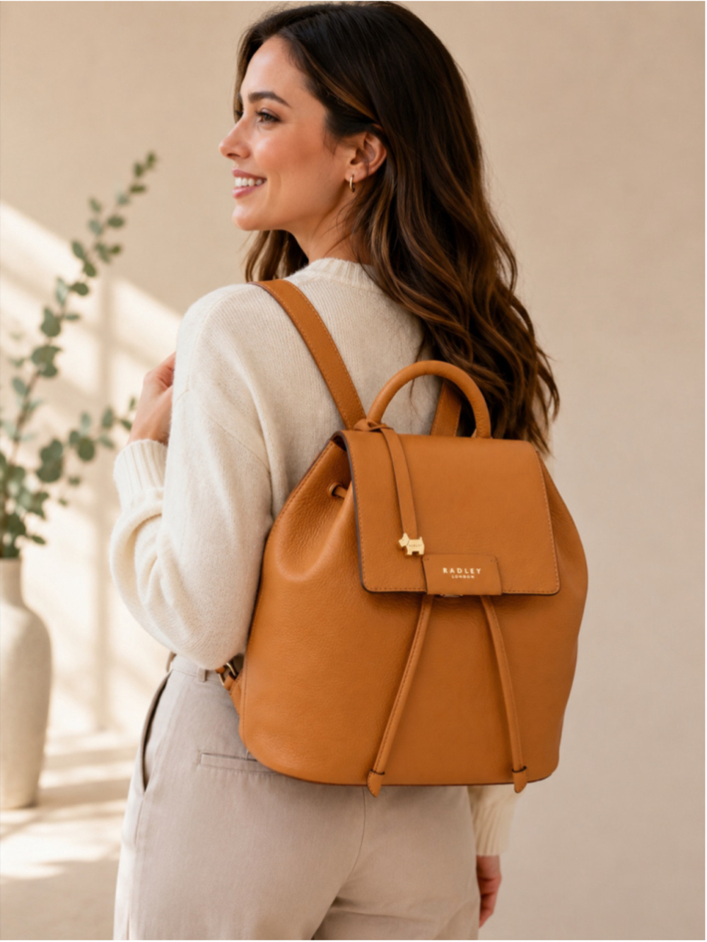 Radley London Ada Street Flapover Leather Backpack – Tan